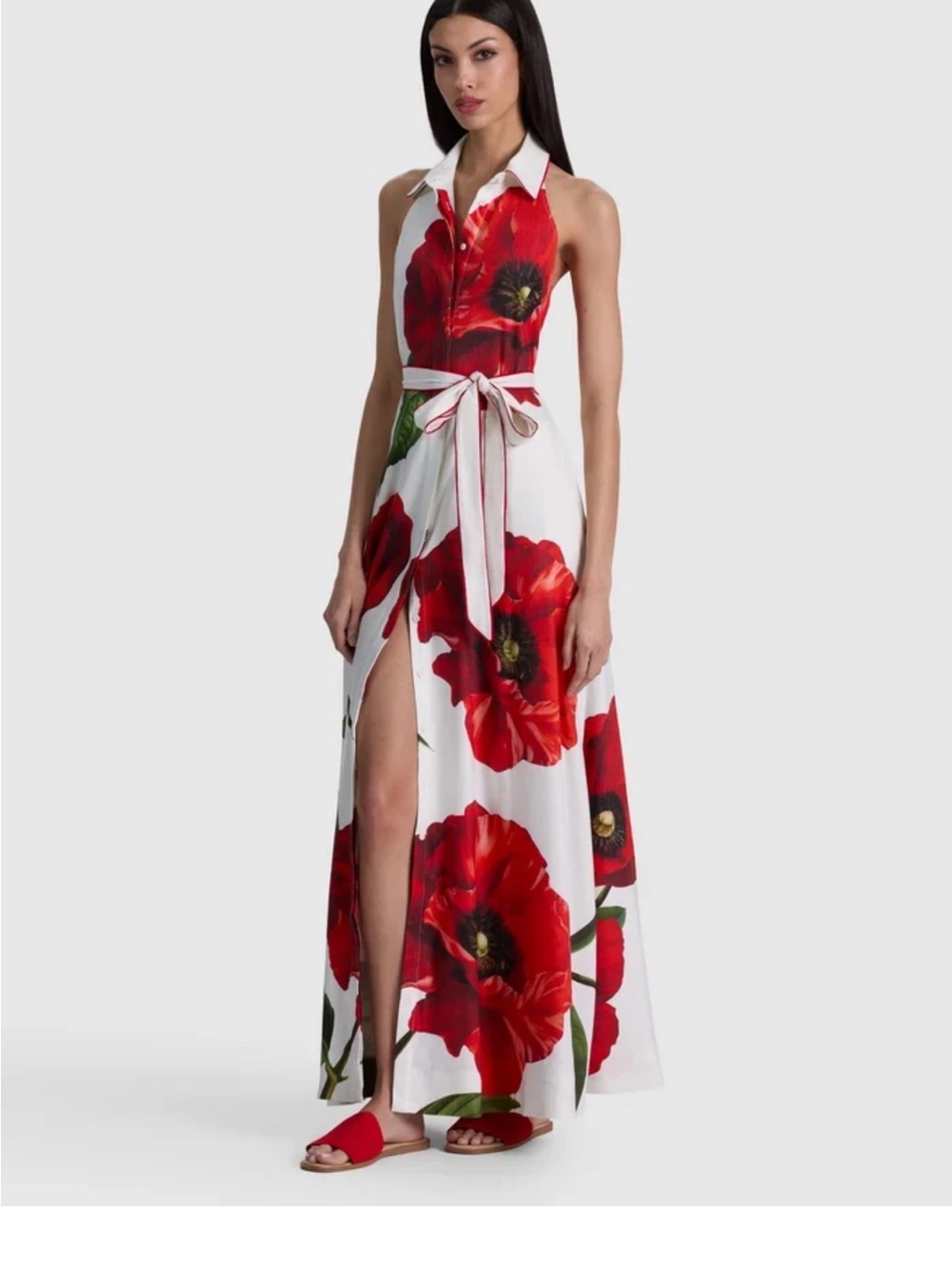 Alice & Olivia Chassidy Summer Poppy Halter top shirt dress Sz 10 NWT